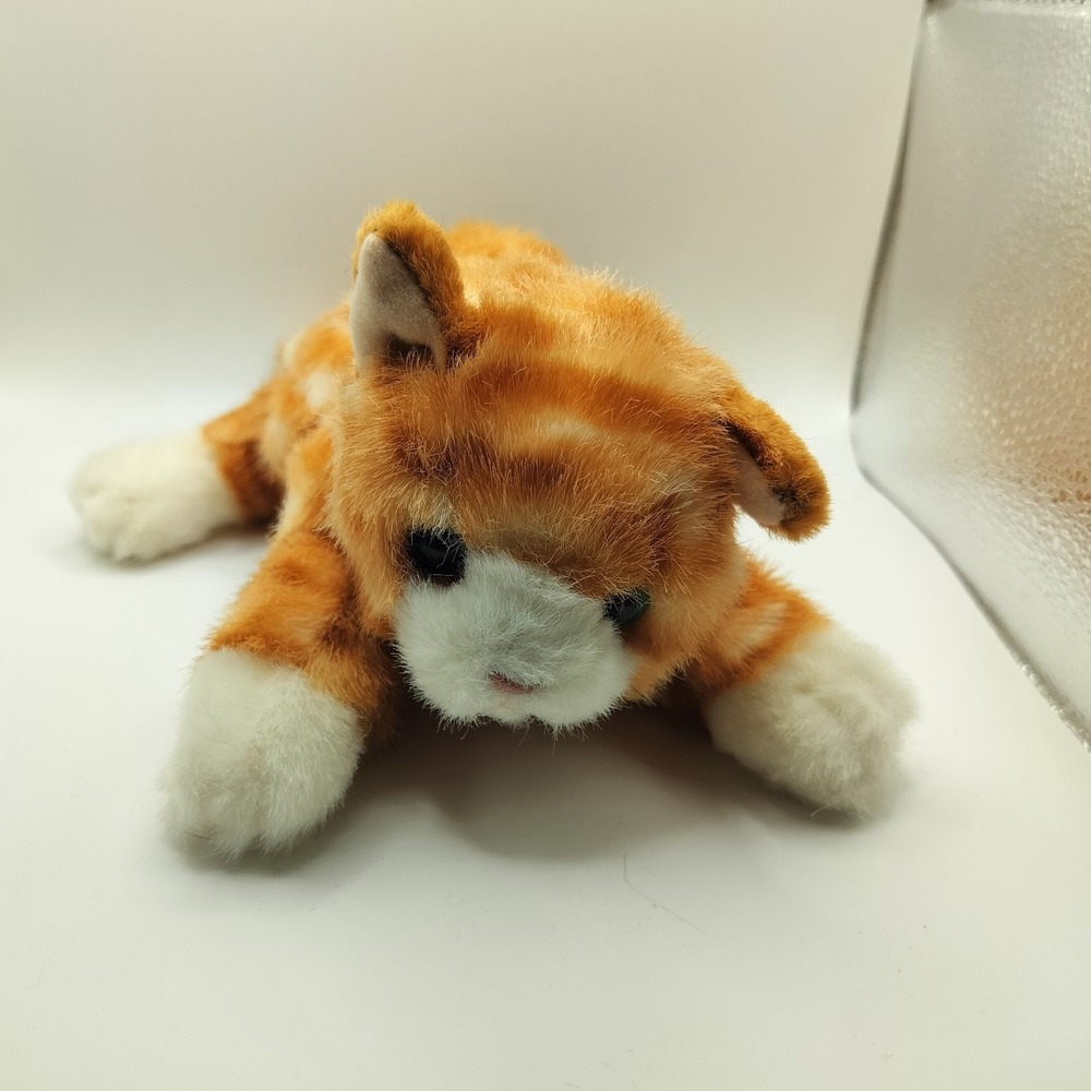 Russ Berrie Dempsey Orange Tabby Cat Plush Toy Orange White Striped Small